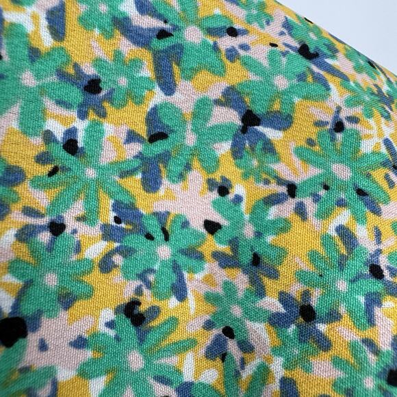 Nuon Tie waist crop Blouse size Small Green Ditzy Flowers Long Sleeve Button up - Picture 2 of 13